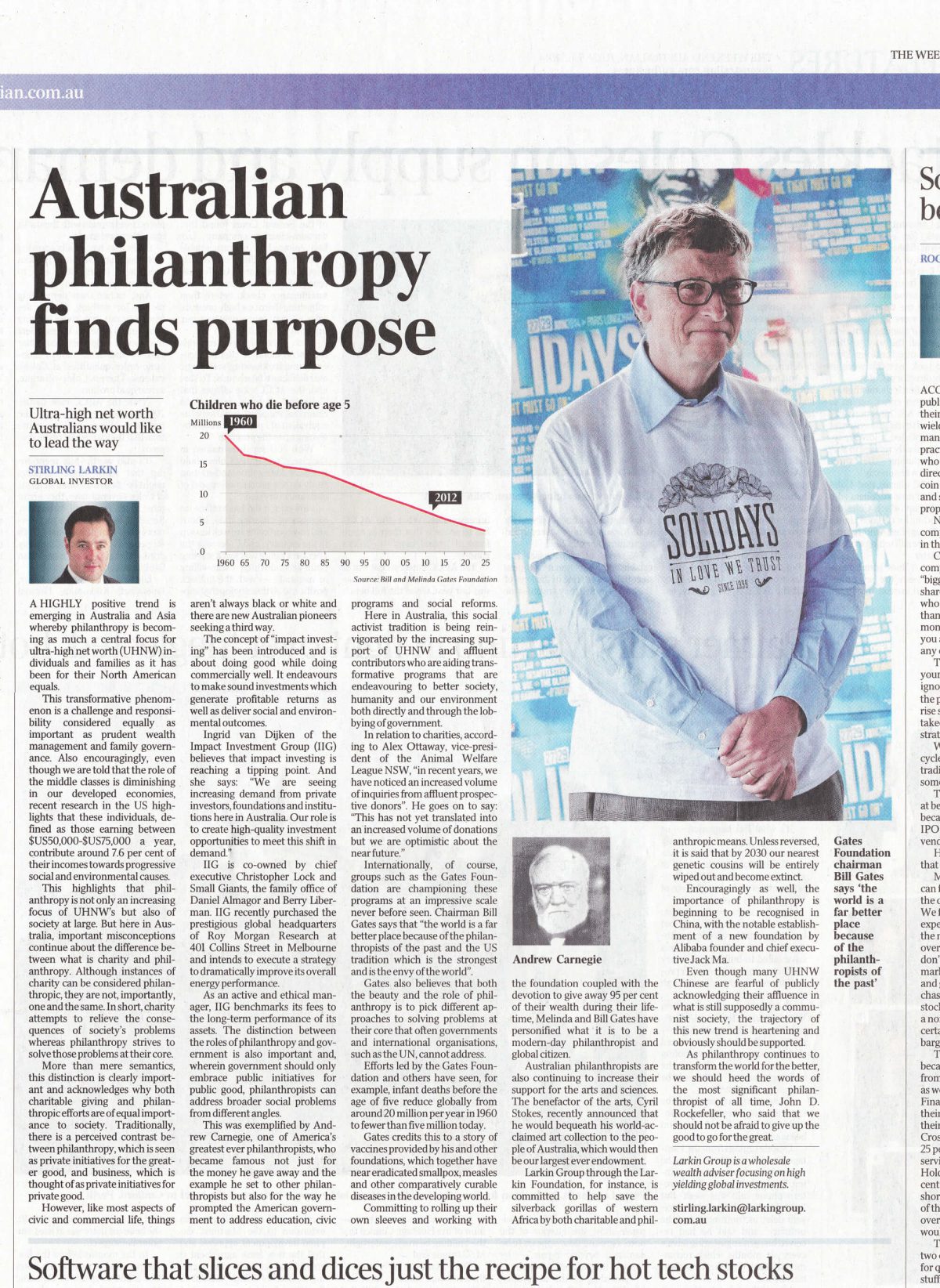 australian standfirst discusses philanthropy in 2014 in the australian newspaper