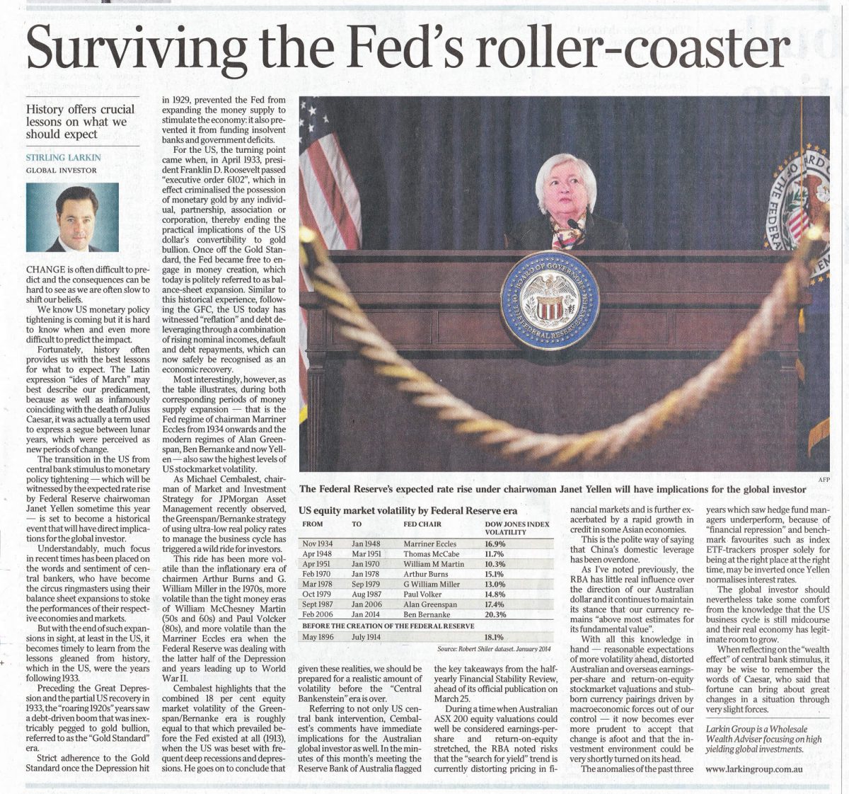 australian standfirst discusses the fed and us monetary policy in 2015 in the australian newspaper